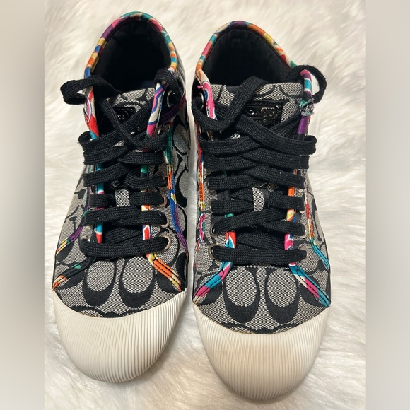 Coach Vintage Zoe Multicolor Signature Logo Patterned Sneakers - Picture 2 of 9